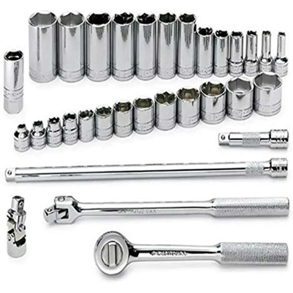 32-Piece 3/8 Drive 6-Point Metric Socket Set - Chrome Finish, USA Made
32-Piece 3/8 Drive 6-Point Metric Socket Set - Chrome Finish, USA Made