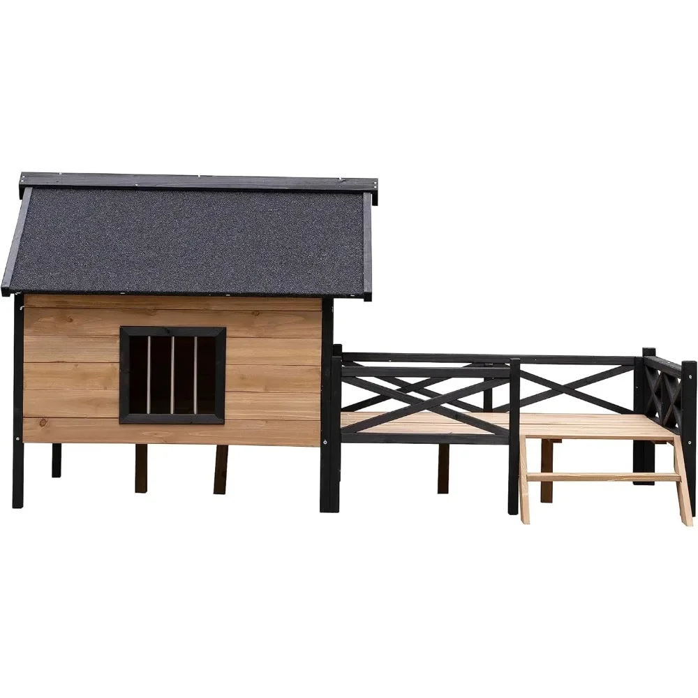 66.9" Dog House with Porch Outdoor Large Log Cabin Style Wooden Dog House Kiln Dried Treatment Waterproof Paint Quality kennel
66.9" Dog House with Porch Outdoor Large Log Cabin Style Wooden Dog House Kiln Dried Treatment Waterproof Paint Quality kennel