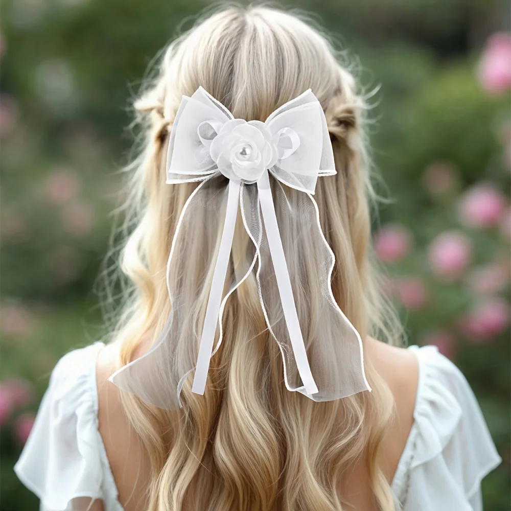 1pc Elegant Camellia Mesh Hair Bow Clips for Women, Minimalist Solid Floral Hair Barrettes, Satin Ribbon Tassel Hair Clips, Versatile Hair Accessories for All-Season Daily & Casual Wear
1pc Elegant Camellia Mesh Hair Bow Clips for Women, Minimalist Solid Floral Hair Barrettes, Satin Ribbon Tassel Hair Clips, Versatile Hair Accessories for All-Season Daily & Casual Wear