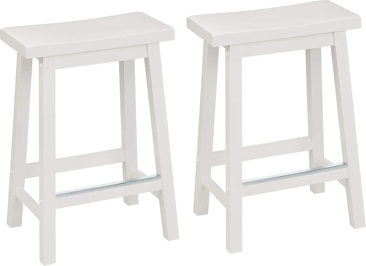 Solid Wood Saddle-Seat Counter Height Bar Stools for Kitchen Island with Footrest, Sturdy Construction, 24-Inch Height, White
Solid Wood Saddle-Seat Counter Height Bar Stools for Kitchen Island with Footrest, Sturdy Construction, 24-Inch Height, White