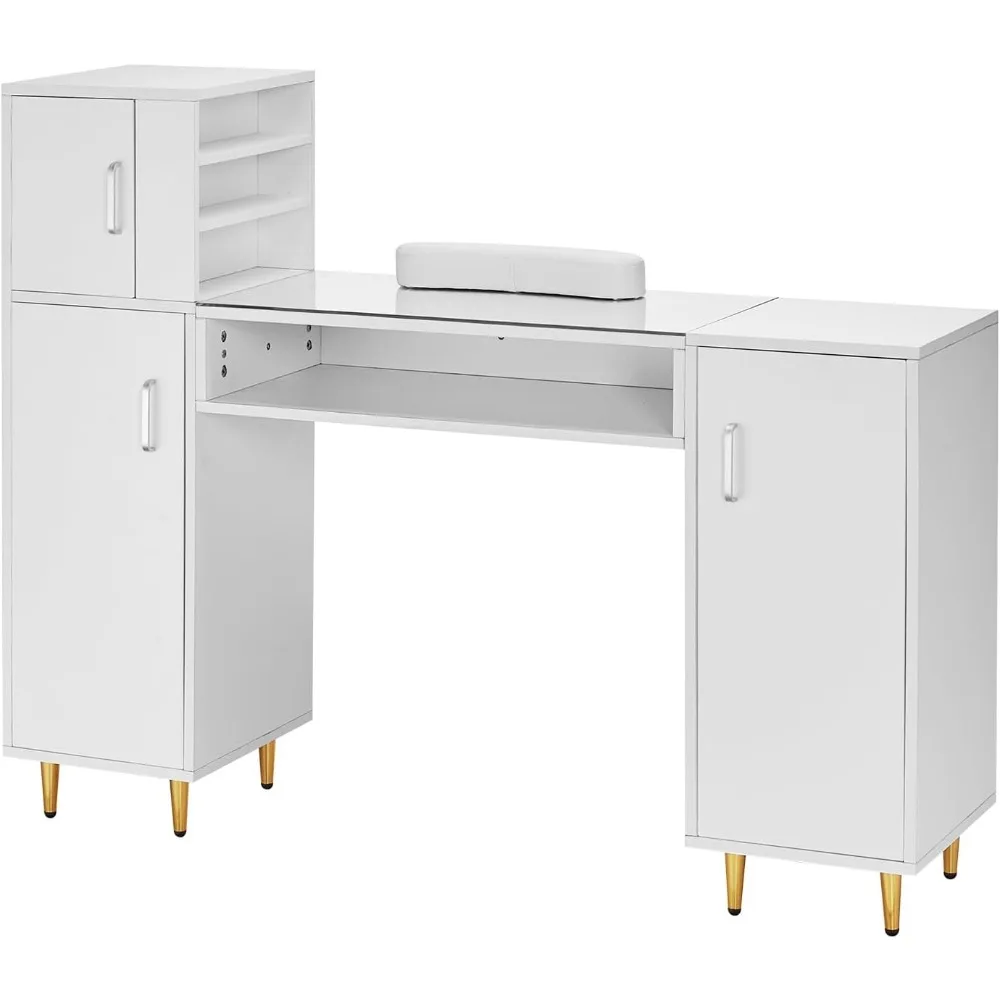 Manicure Table, Glass Top Desk Makeup Dressing Station with Storage Cabinets, Acetone-Resistant Nail Tech Table for Spa
Manicure Table, Glass Top Desk Makeup Dressing Station with Storage Cabinets, Acetone-Resistant Nail Tech Table for Spa