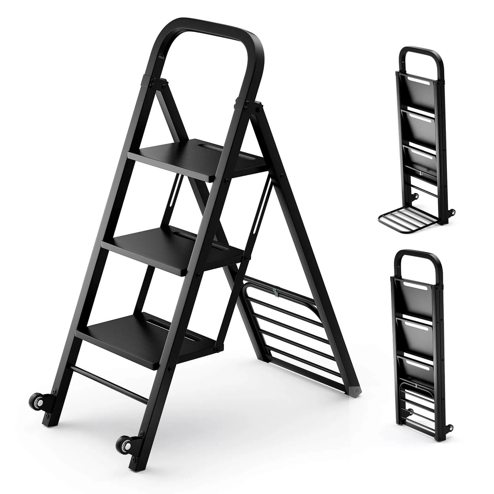 2-in-1 Ladder & Hand Truck Combo Collapsible 3-Step Ladder with Wheels
2-in-1 Ladder & Hand Truck Combo Collapsible 3-Step Ladder with Wheels