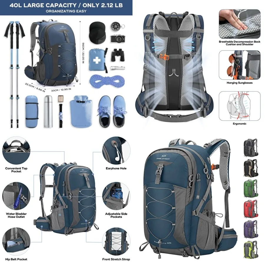 Hiking Backpack, Camping Backpack, Waterproof Hiking Daypack with Rain Cover, Lightweight Travel Backpack, Blue
Hiking Backpack, Camping Backpack, Waterproof Hiking Daypack with Rain Cover, Lightweight Travel Backpack, Blue