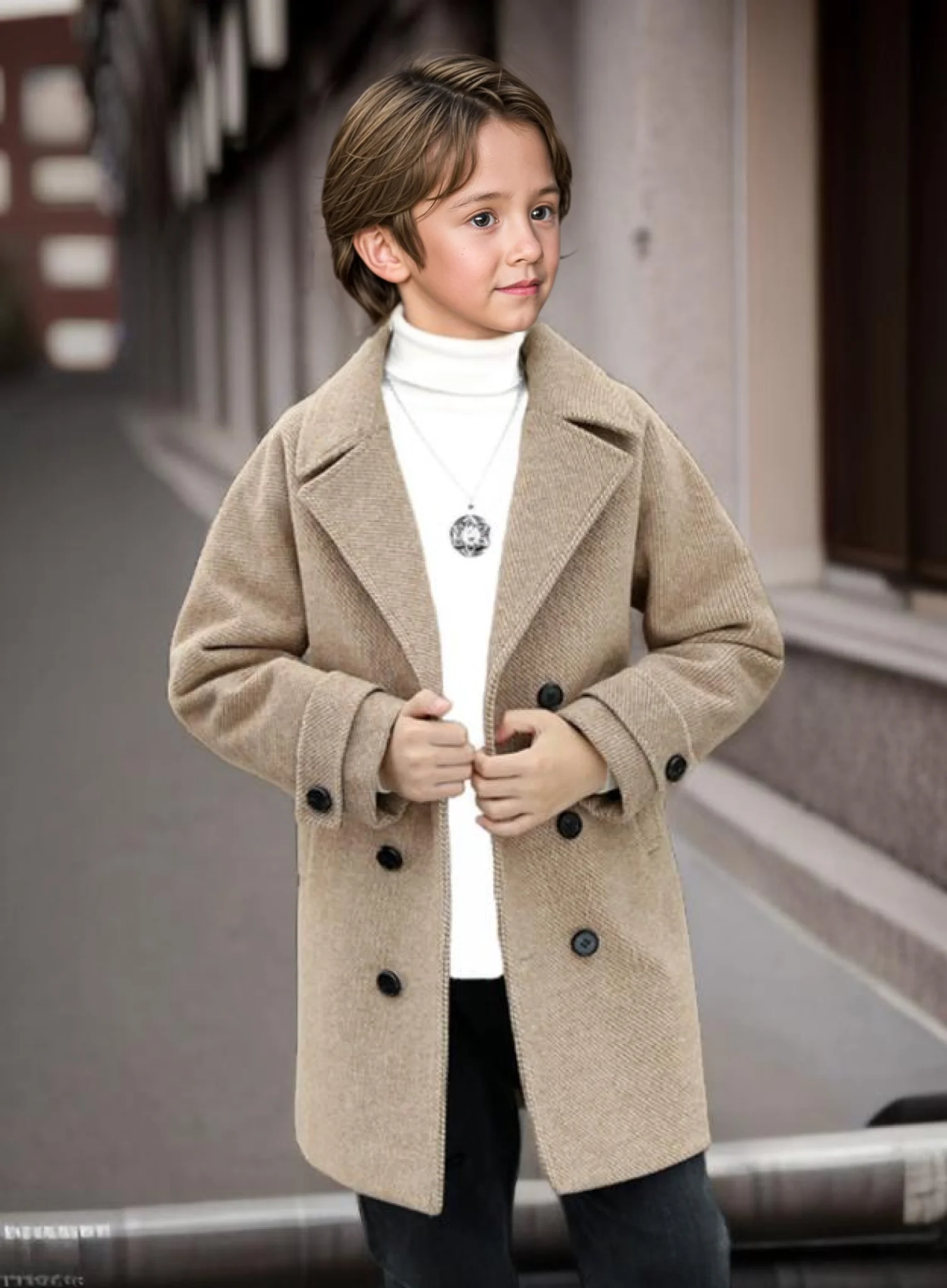 Зимнее рождественское шерстяное пальто цвета хаки для мальчиков от 3 до 15 лет, шерстяное пальто для детей на день рождения, детская ветрозащитная уличная куртка
Зимнее рождественское шерстяное пальто цвета хаки для мальчиков от 3 до 15 лет, шерстяное пальто для детей на день рождения, детская ветрозащитная уличная куртка