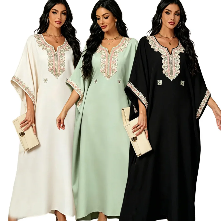 Unmatched Embroidered Long Dress, Loose Plus Size Dress, Moroccan Style Vacation Women's Clothing, Elegant Y2k、 Boho Robe
Unmatched Embroidered Long Dress, Loose Plus Size Dress, Moroccan Style Vacation Women's Clothing, Elegant Y2k、 Boho Robe
