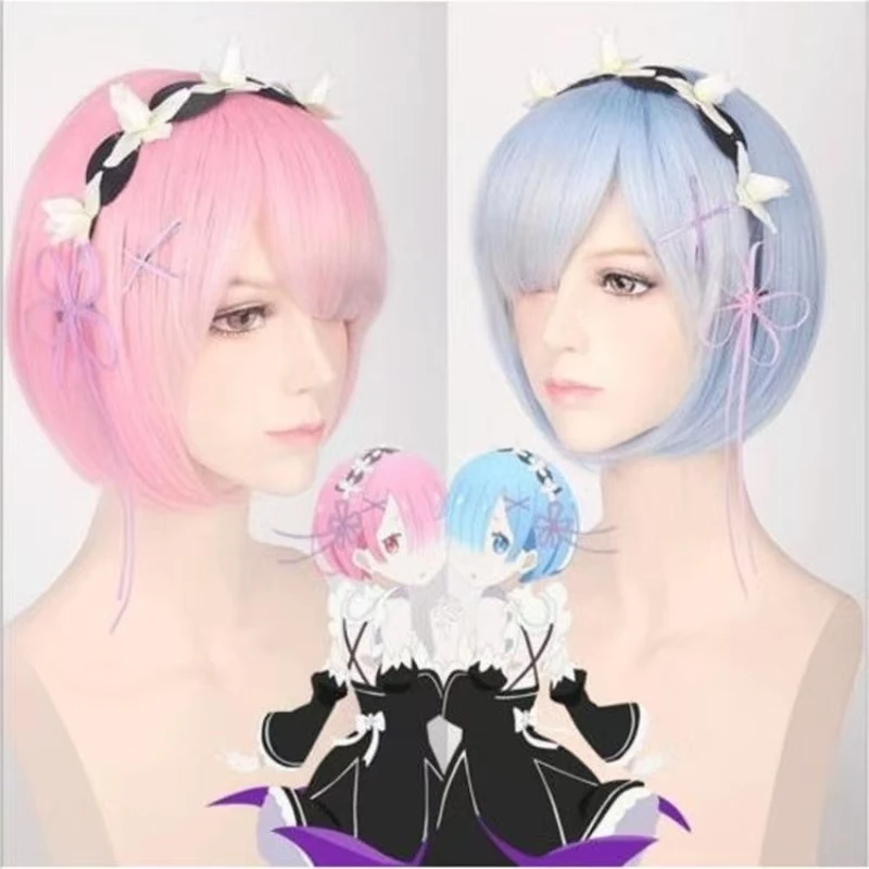 Rem And Ram Cosplay Wig Set Re: Zero Short Pink Blue Synthetic Hair Wigs And Hair Accessories For Halloween Costume Accessories
Rem And Ram Cosplay Wig Set Re: Zero Short Pink Blue Synthetic Hair Wigs And Hair Accessories For Halloween Costume Accessories
