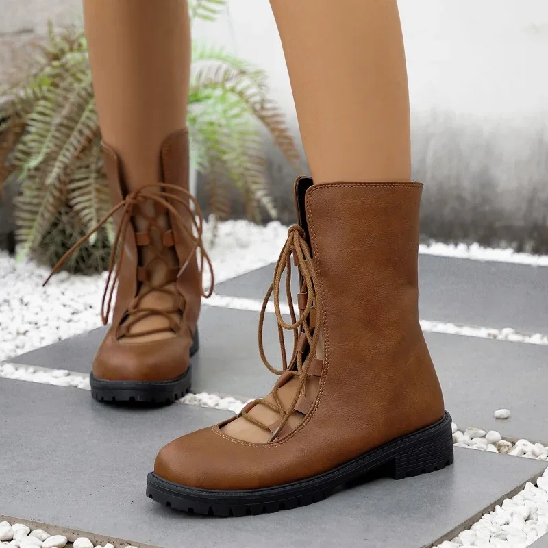 2024 Outdoor Ladies Shoes Modern Women's Boots Plus Size Mid-Calf Boots Women Shallow Round Toe Lace Up Low Heel Shoes Women
2024 Outdoor Ladies Shoes Modern Women's Boots Plus Size Mid-Calf Boots Women Shallow Round Toe Lace Up Low Heel Shoes Women