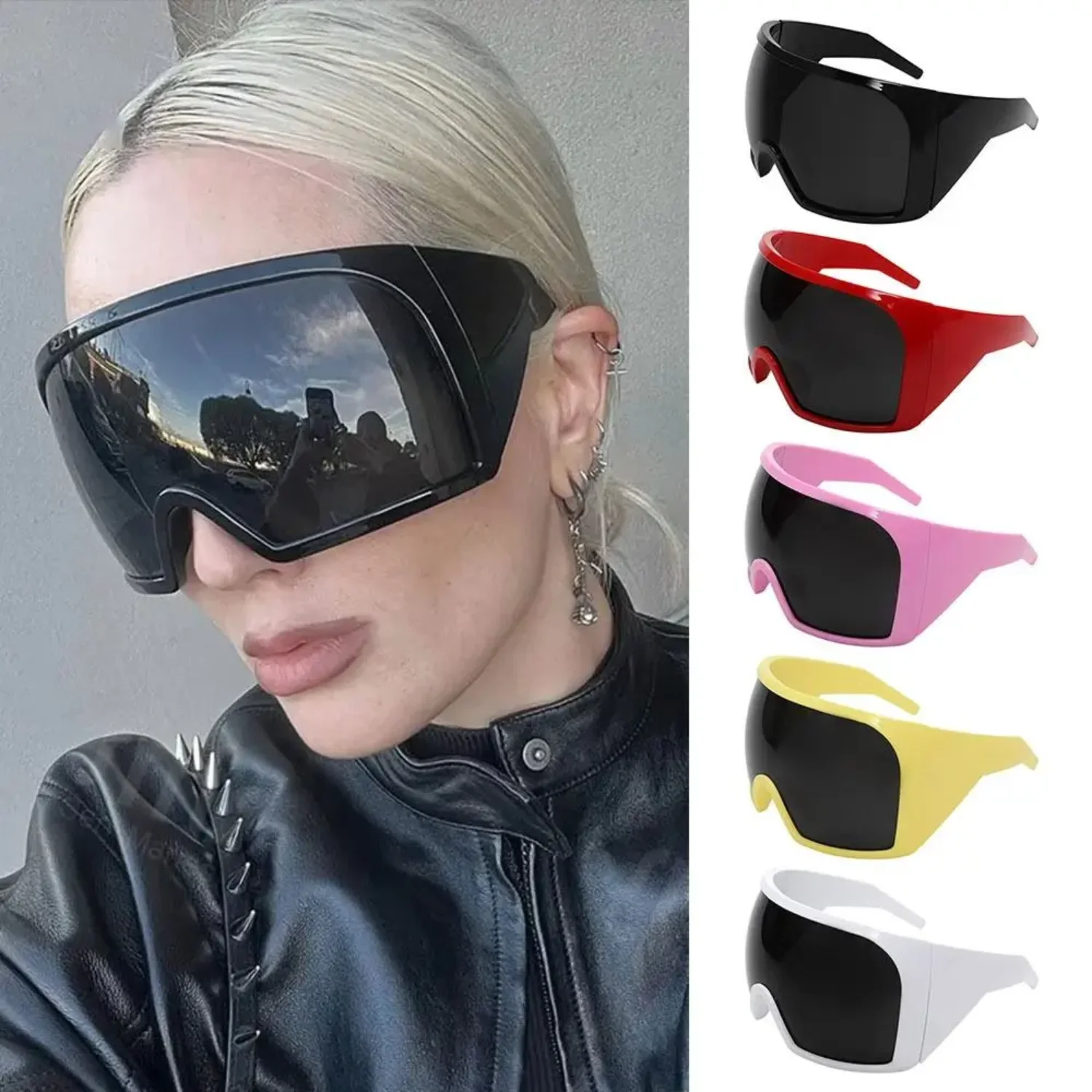 Punk One-piece Sunglasses Goggle Women Men Luxury Sun Glasses Female Surround Shades 2000'S Eyewear
Punk One-piece Sunglasses Goggle Women Men Luxury Sun Glasses Female Surround Shades 2000'S Eyewear