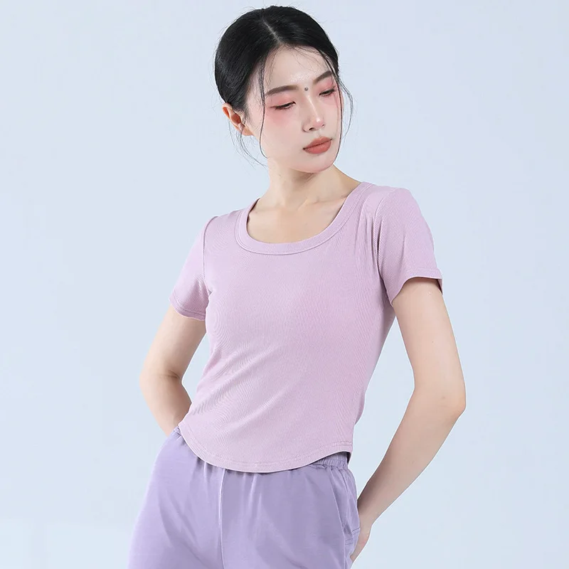 Summer Short Sleeve Dance Top Ribbed Dancewear Professional Body Rhyme Modern Classical Dance Tee Shirt Show Outfit 2024 New 2XL
Summer Short Sleeve Dance Top Ribbed Dancewear Professional Body Rhyme Modern Classical Dance Tee Shirt Show Outfit 2024 New 2XL