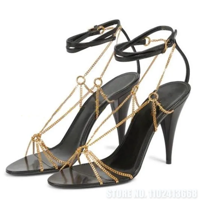 Metal Thin Chain Pointed Toe Sandals Stiletto High Heels Back Buckle Ankle Strap Solid Color Cover Heel Sexy Women Shoes Modern
Metal Thin Chain Pointed Toe Sandals Stiletto High Heels Back Buckle Ankle Strap Solid Color Cover Heel Sexy Women Shoes Modern