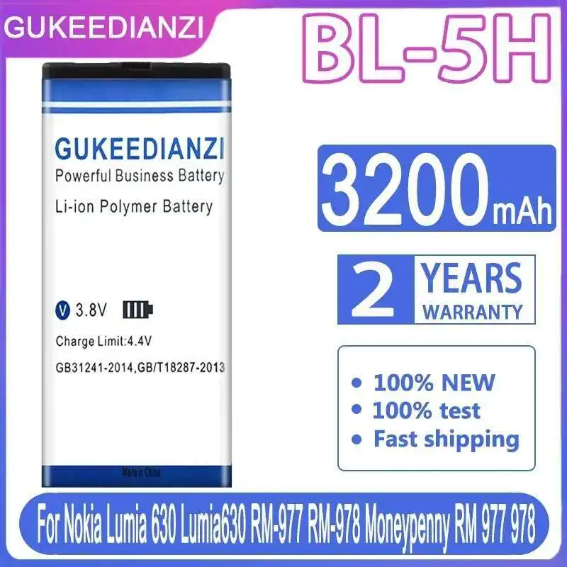 Mobile Phone Battery BL-5H 3200Mah For Nokia Lumia 630 Lumia630 RM-977 RM-978 Moneypenny RM 977 978 BL 5H
Mobile Phone Battery BL-5H 3200Mah For Nokia Lumia 630 Lumia630 RM-977 RM-978 Moneypenny RM 977 978 BL 5H
