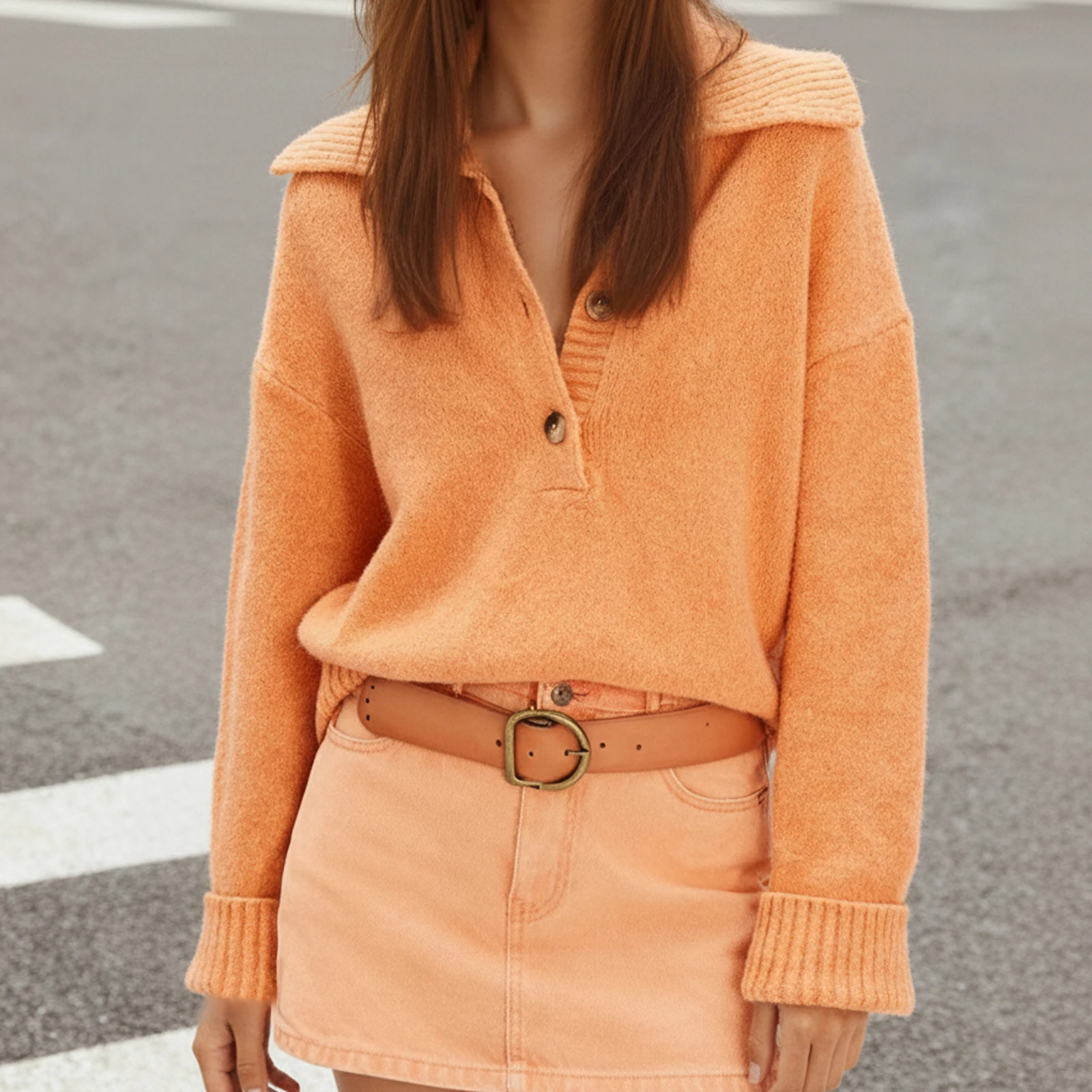 Turn Down Collar Women's Knit Sweater Solid Color Long Sleeve Lapel Button Down Knitwear Pullover for Autumn Daily Office Wear
Turn Down Collar Women's Knit Sweater Solid Color Long Sleeve Lapel Button Down Knitwear Pullover for Autumn Daily Office Wear