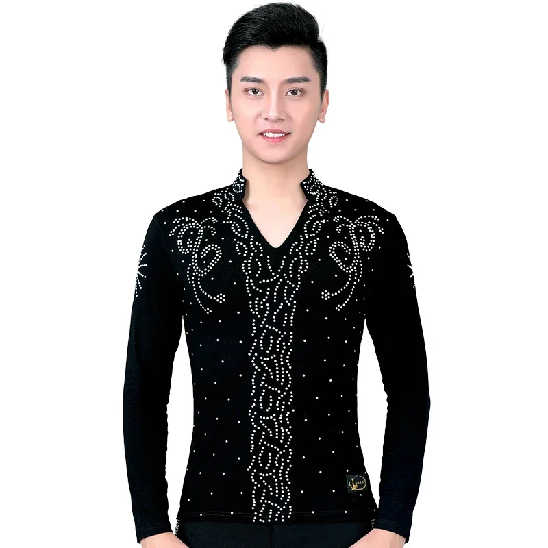 customized Latin dance costume for male female adults diamond studded lapel black practice performance outfit modern dance top
customized Latin dance costume for male female adults diamond studded lapel black practice performance outfit modern dance top