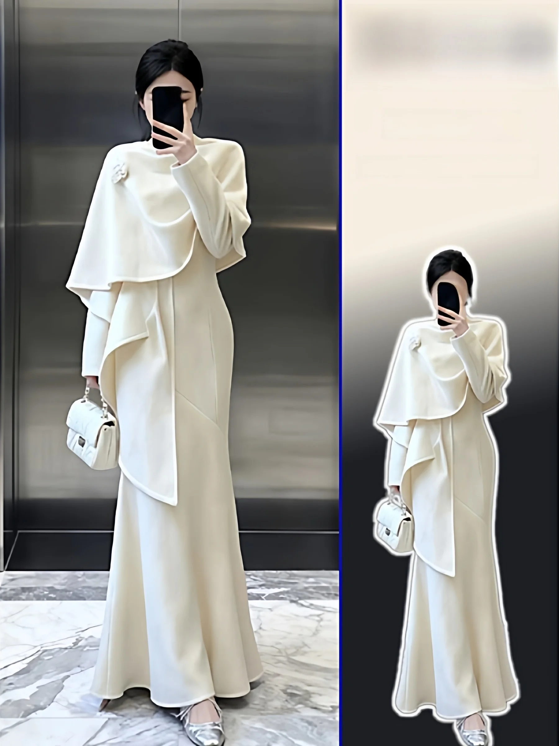 plus Size Women's V-Neck Wrap Waist Fish Tail Dress with Shawl Two Piece Set Autumn Winter Casual Fashion High Waist Regular Fit
plus Size Women's V-Neck Wrap Waist Fish Tail Dress with Shawl Two Piece Set Autumn Winter Casual Fashion High Waist Regular Fit