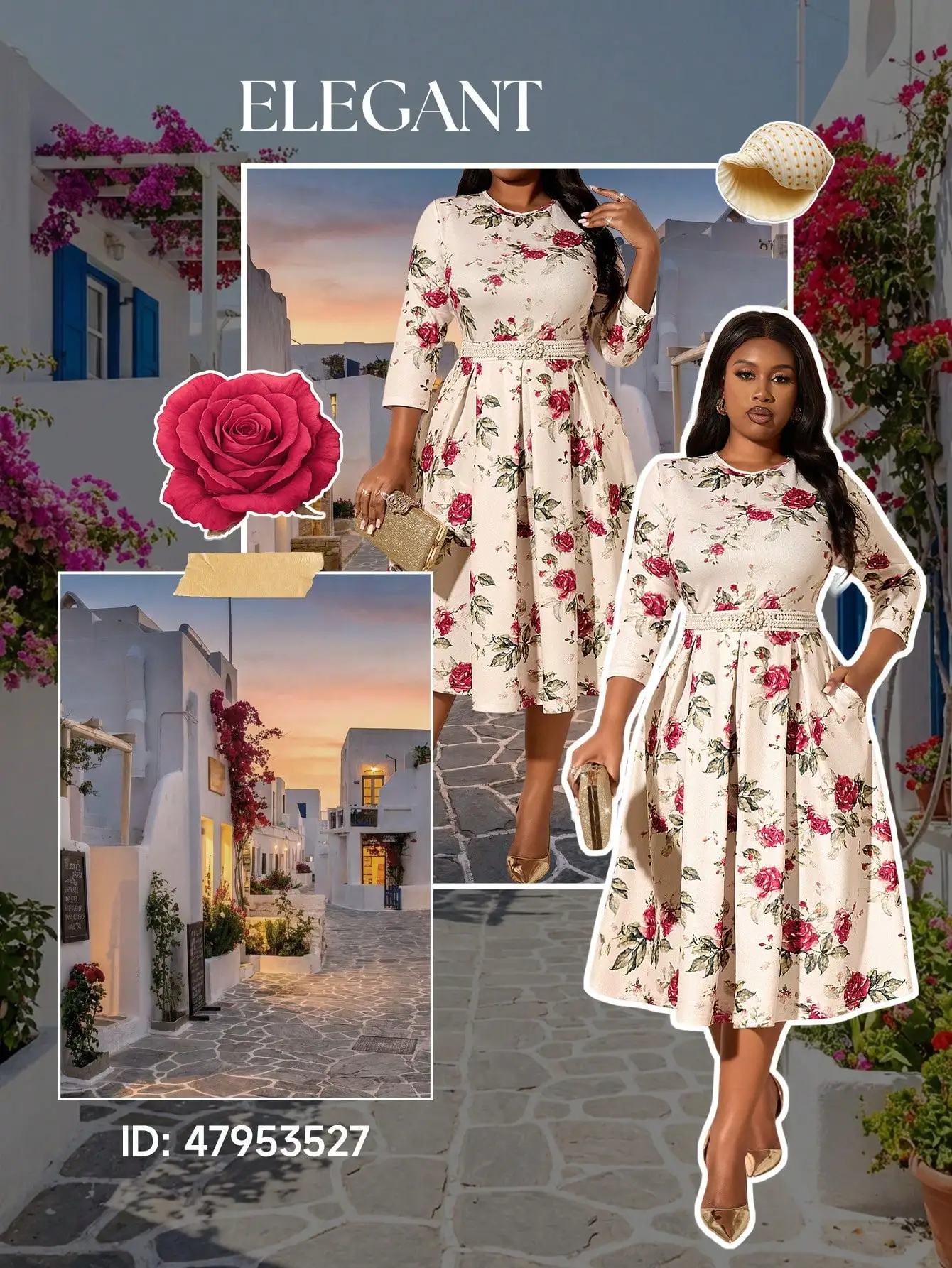 Elegant Floral Print Round Neck 3/4 Sleeve Pleated Pocketed Midi Dress
Elegant Floral Print Round Neck 3/4 Sleeve Pleated Pocketed Midi Dress