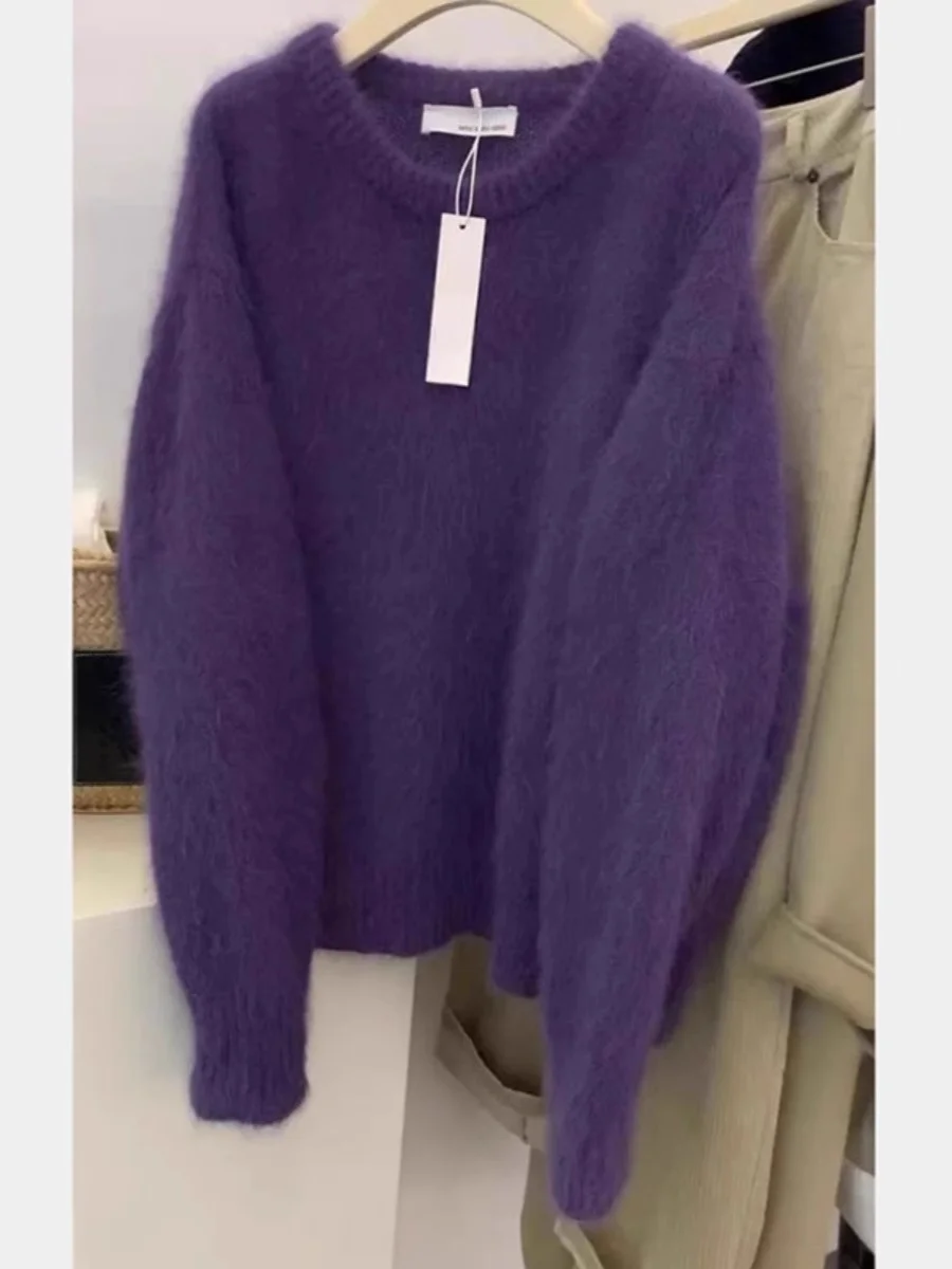 Elegant Purple round Neck Sea Fur Women's Knitted Sweater Soft Bear Velvet Autumn Winter Fashion Commute Style Loose Fit
Elegant Purple round Neck Sea Fur Women's Knitted Sweater Soft Bear Velvet Autumn Winter Fashion Commute Style Loose Fit