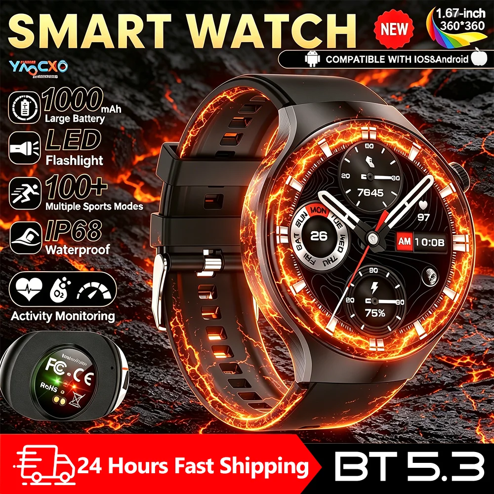 1.67 HD Screen Mens Smart Watch 1000MAH Large Battery BT Calling Heart Rate Monitor Over 100 Sports Modes Male Smart Wristwatch
1.67 HD Screen Mens Smart Watch 1000MAH Large Battery BT Calling Heart Rate Monitor Over 100 Sports Modes Male Smart Wristwatch