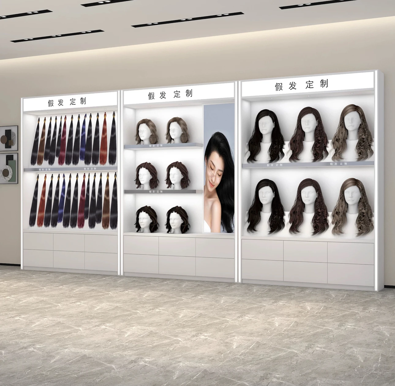 Wig display cabinet Hairdressing shop hair extension cabinet head module hair piece display cabinet Barber shop real hair planti
Wig display cabinet Hairdressing shop hair extension cabinet head module hair piece display cabinet Barber shop real hair planti