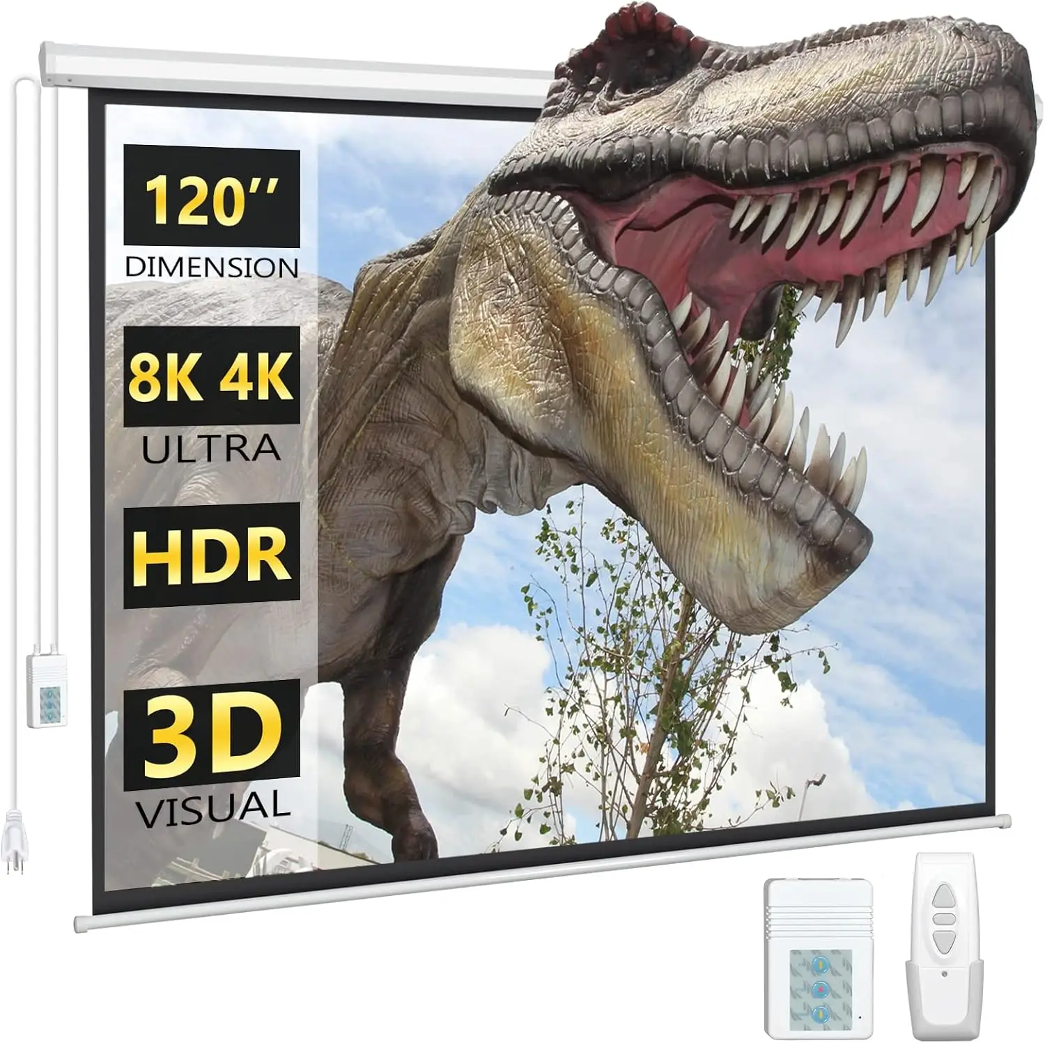 120 Inch Electric Projector Screen with Remote, Automatic Drop Down, Motorized for 4K 3D HD Movies
120 Inch Electric Projector Screen with Remote, Automatic Drop Down, Motorized for 4K 3D HD Movies