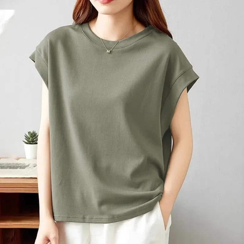 Summer leisure sport simple military green comfortable breathable slightly elastic women's large size sleeveless T-shirt
Summer leisure sport simple military green comfortable breathable slightly elastic women's large size sleeveless T-shirt