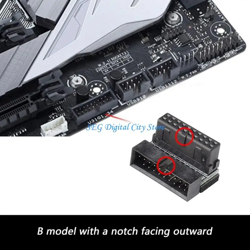 U75B Computer Motherboards Header USB3.0 90 Degree Adapters Sockets
