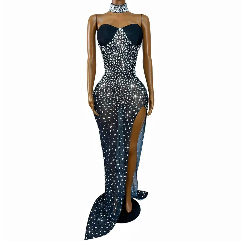 Luxurious Twinkling Rhinestones Neck giter Tube Mesh Dress Women Evening Birthday Wedding Elegant Gown Red carpet Stage Wear
Luxurious Twinkling Rhinestones Neck giter Tube Mesh Dress Women Evening Birthday Wedding Elegant Gown Red carpet Stage Wear