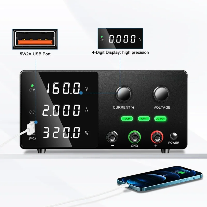 120V 160V 2A High Volt DC Lab Power Supply Titanium Anodized Motor Starts Short Killer OCP Adjustable
120V 160V 2A High Volt DC Lab Power Supply Titanium Anodized Motor Starts Short Killer OCP Adjustable