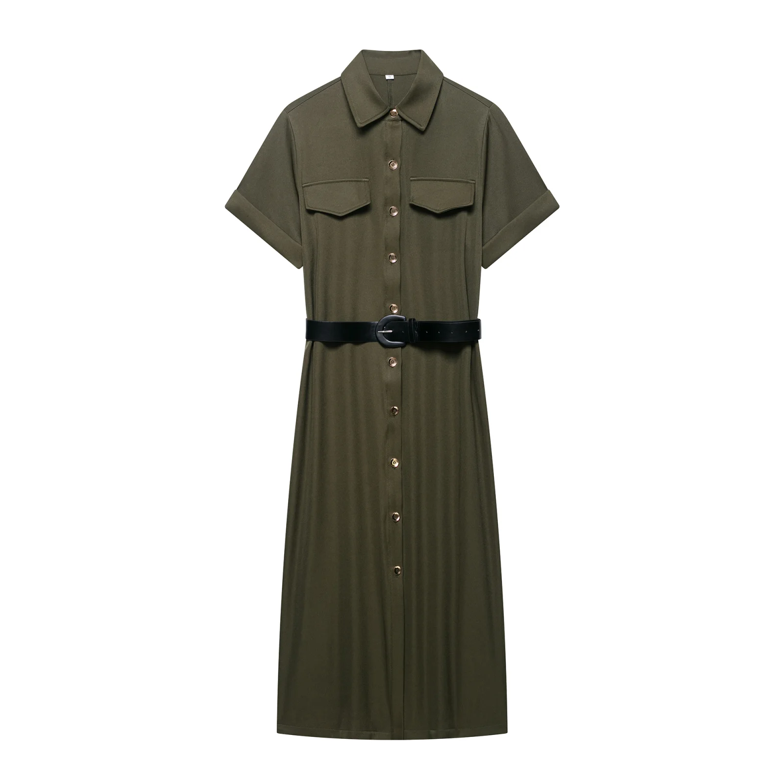 Women's 2025 New Fashion With Belt Casual Single breasted Shirt Style Midi Dress Retro Short sleeved Women's Dress
Women's 2025 New Fashion With Belt Casual Single breasted Shirt Style Midi Dress Retro Short sleeved Women's Dress