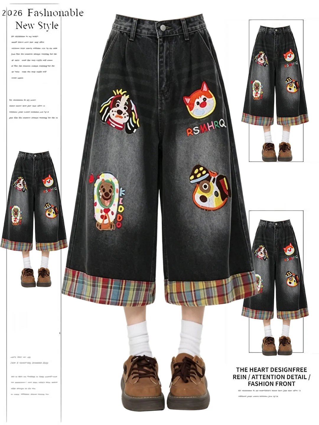 American Style Cartoon Embroidery Seven-Five Jeans Women Summer New Sweet Cool Loose Wide Leg Shorts Five-Five Pants
American Style Cartoon Embroidery Seven-Five Jeans Women Summer New Sweet Cool Loose Wide Leg Shorts Five-Five Pants
