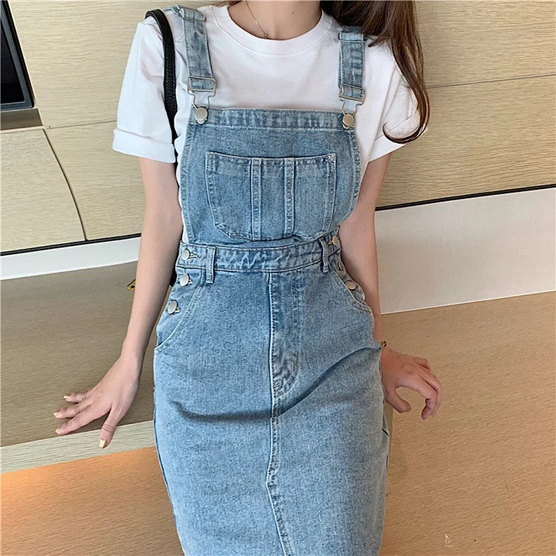 Korean Denim Dress Women Streetwear Sleeveless Pockets Jeans Dresses Long Sundress Spaghetti Strap Dress Vestidos CY462
Korean Denim Dress Women Streetwear Sleeveless Pockets Jeans Dresses Long Sundress Spaghetti Strap Dress Vestidos CY462