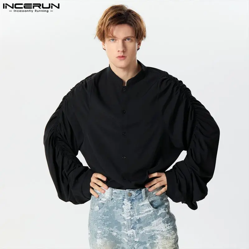 Handsome Well Fitting Tops INCERUN New Mens Pleated Wide Sleeved Shirts Fashion Solid Color Stand Neck Long Sleeved Blouse S-5XL
Handsome Well Fitting Tops INCERUN New Mens Pleated Wide Sleeved Shirts Fashion Solid Color Stand Neck Long Sleeved Blouse S-5XL