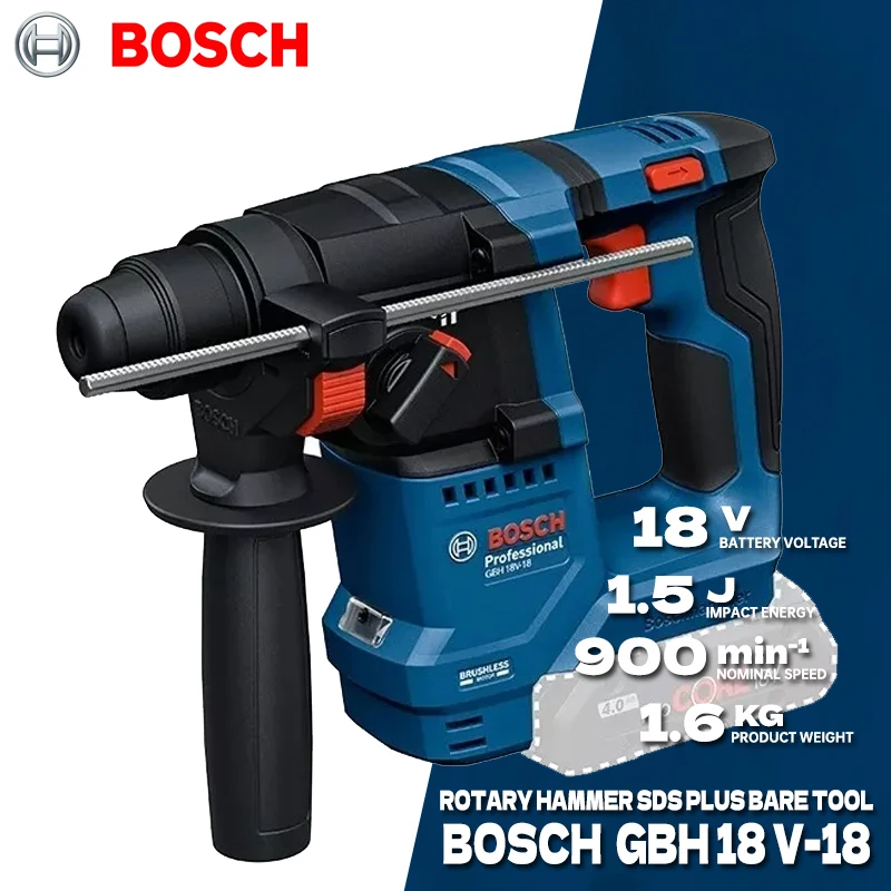 BOSCH GBH 18V-18 Cordless Rotary Hammer with SDS Plus Professional Brushless Motor Bosch 18V Power Tools GBH18V-18
BOSCH GBH 18V-18 Cordless Rotary Hammer with SDS Plus Professional Brushless Motor Bosch 18V Power Tools GBH18V-18