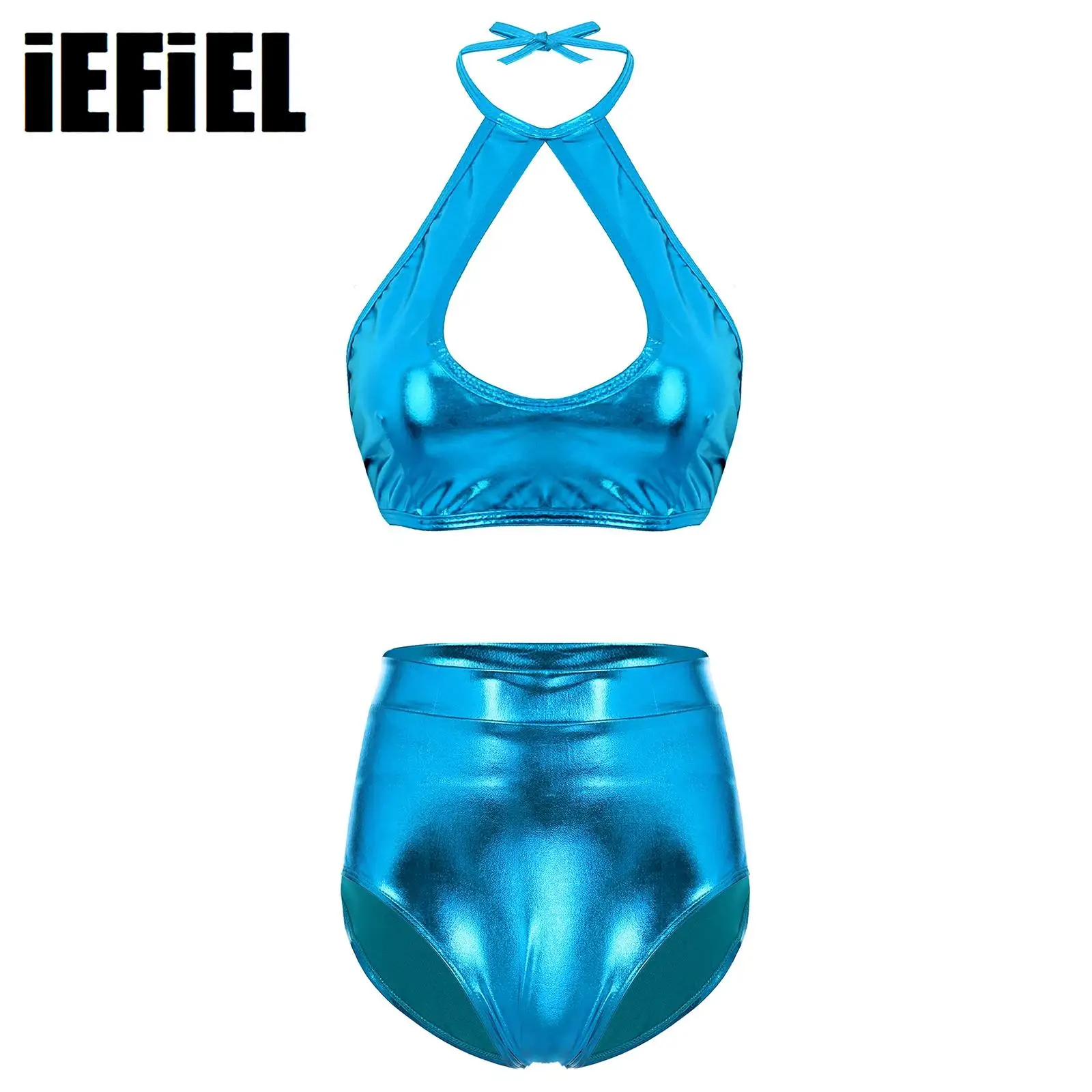 Womens Club Stage Costume Set Sleeveless Halter Neck Cut Out Crop Top with Shiny Shorts for Party Music Festival Raves
Womens Club Stage Costume Set Sleeveless Halter Neck Cut Out Crop Top with Shiny Shorts for Party Music Festival Raves
