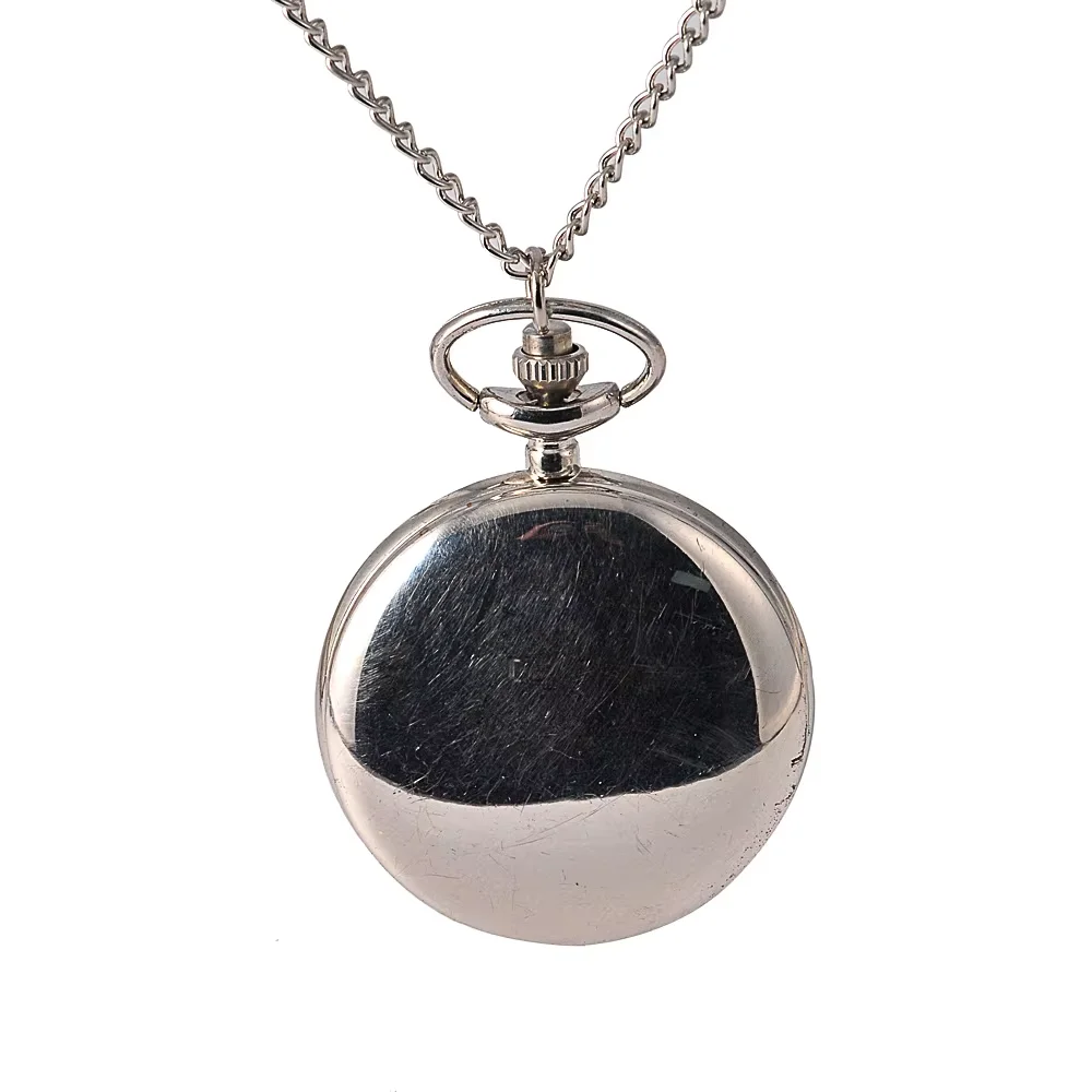Vintage large size quartz pocket watch silver two-sided smooth black dial Roman scale with necklace pocket watch
Vintage large size quartz pocket watch silver two-sided smooth black dial Roman scale with necklace pocket watch
