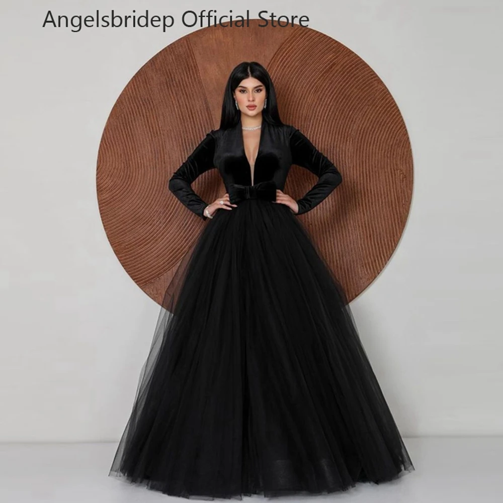 Angelsbridep Cap Sleeves V-neck Evening Dresses A-line Satin and Tulle Formal Prom Party Gown With Bow Special Occasion Gowns
Angelsbridep Cap Sleeves V-neck Evening Dresses A-line Satin and Tulle Formal Prom Party Gown With Bow Special Occasion Gowns