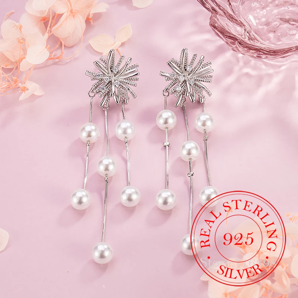 Серьги-гвоздики из стерлингового серебра 925 пробы с кристаллами и длинными кисточками, жемчугом, для женщин, на свадьбу, вечеринку, подарок для девушки, подруги
Серьги-гвоздики из стерлингового серебра 925 пробы с кристаллами и длинными кисточками, жемчугом, для женщин, на свадьбу, вечеринку, подарок для девушки, подруги