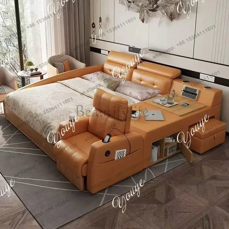 Multifunctional Electric Smart Tatami Leather Bed Master Bedroom Modern Simple Space Capsule Sofa Queen Bed With Projector
Multifunctional Electric Smart Tatami Leather Bed Master Bedroom Modern Simple Space Capsule Sofa Queen Bed With Projector
