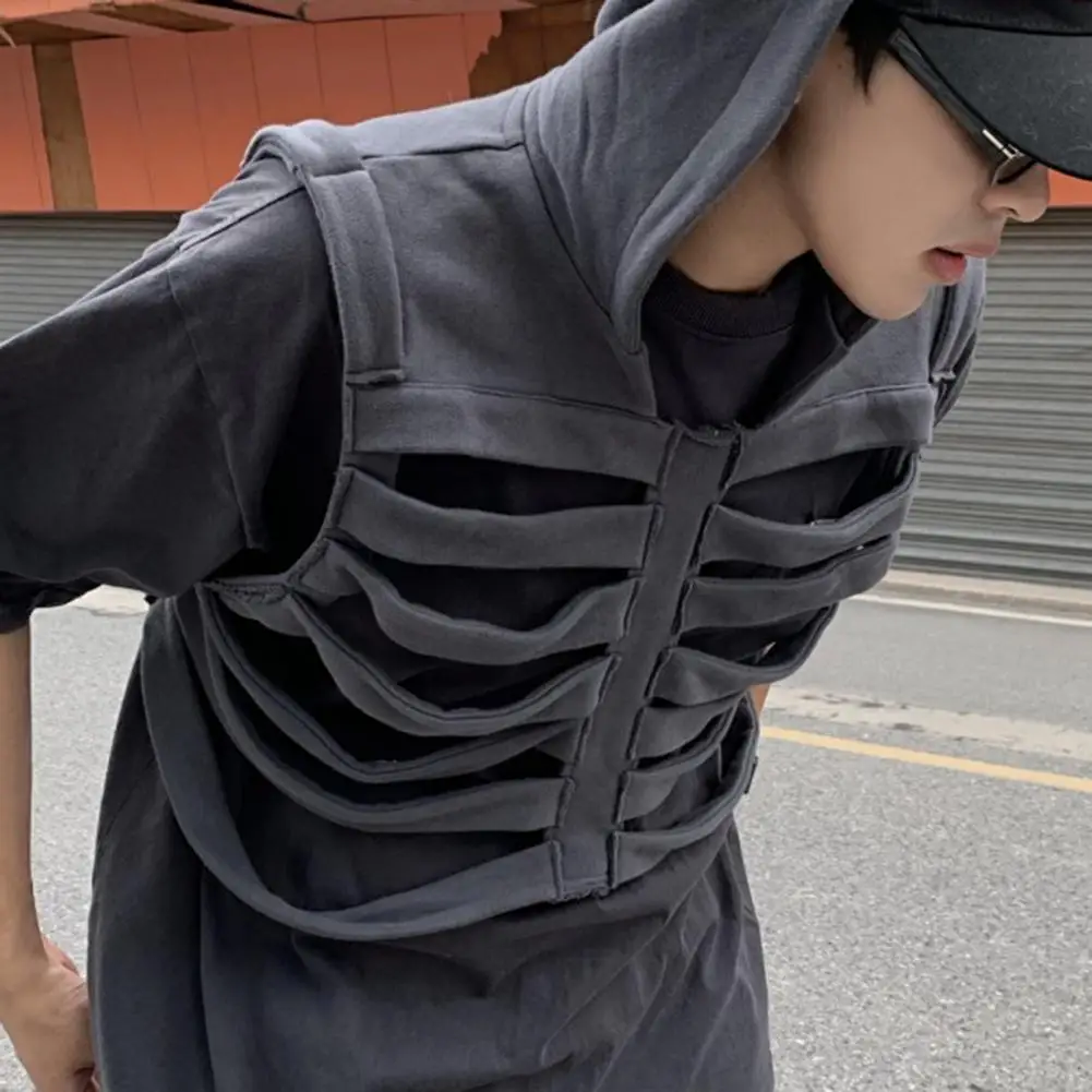 Retro Style Vest Retro Hooded Vest Coat for Men American Hip-hop Skull Rib Design Solid Color Pullover Style Jacket Solid Color
Retro Style Vest Retro Hooded Vest Coat for Men American Hip-hop Skull Rib Design Solid Color Pullover Style Jacket Solid Color