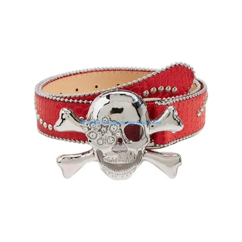 E56A Rhinestones Skull Buckle Belts PU Leather Belt Adult Adjustable Decorative Belt
E56A Rhinestones Skull Buckle Belts PU Leather Belt Adult Adjustable Decorative Belt