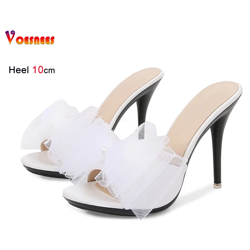 Размер 35–43, женские летние шлепанцы на высоком каблуке 10 см, модные сандалии с очень большим бантом для женщин, шлепанцы, темпераментная обувь для вечеринок 
Размер 35–43, женские летние шлепанцы на высоком каблуке 10 см, модные сандалии с очень большим бантом для женщин, шлепанцы, темпераментная обувь для вечеринок