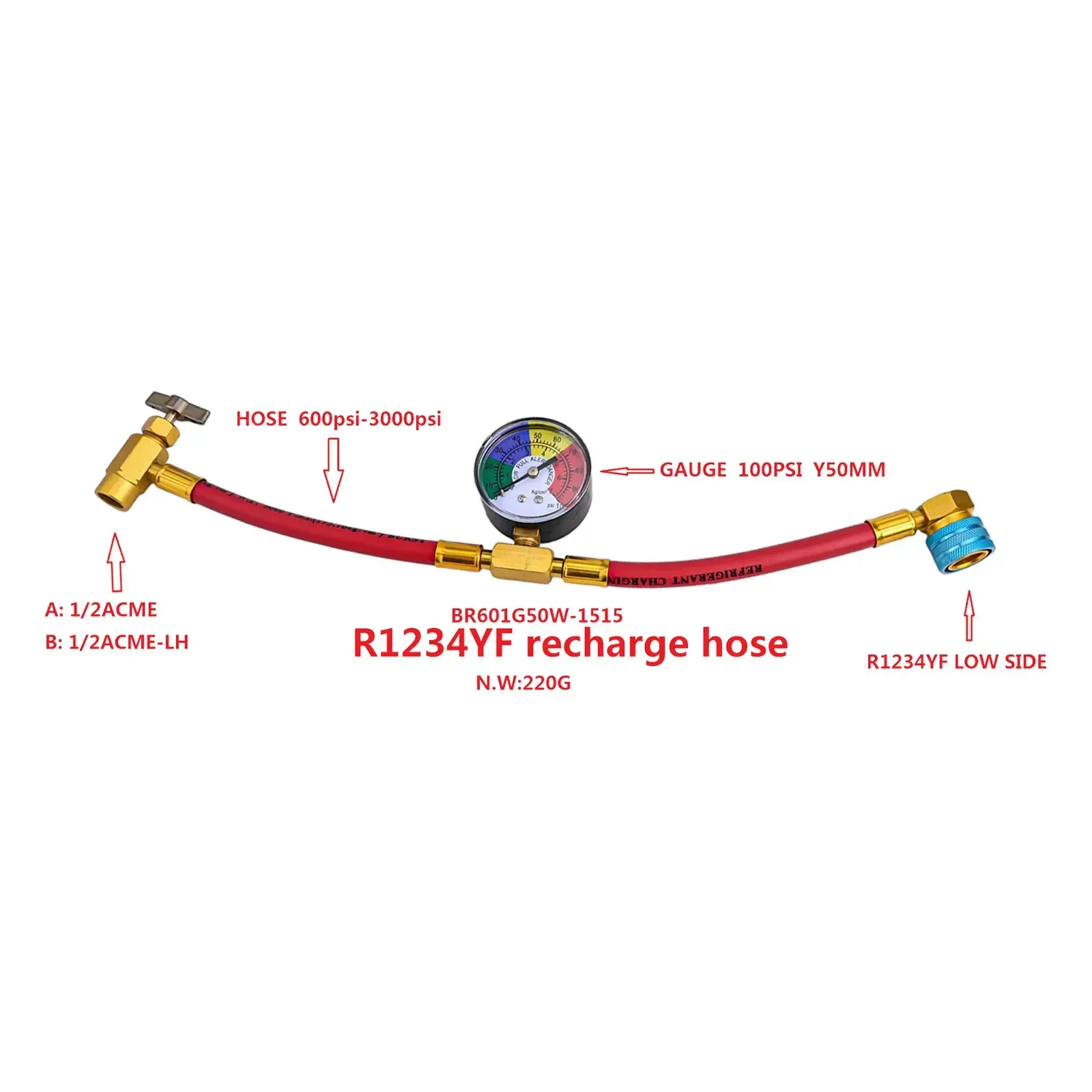 Newest R1234YF U-Charge Hose With Gauge Car Recharge Charging Pipe 1/2 LH Can Opener Direct Replacement Car Accessories
Newest R1234YF U-Charge Hose With Gauge Car Recharge Charging Pipe 1/2 LH Can Opener Direct Replacement Car Accessories