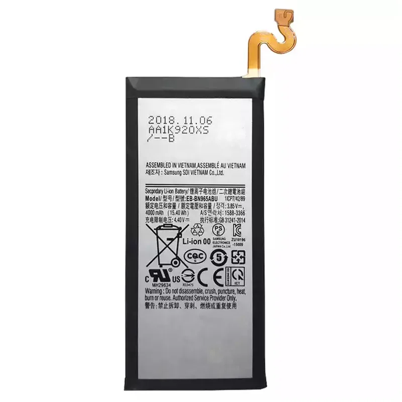 Replacement Battery EB-BN965ABU for Samsung Galaxy Note 9 Note9 N960 N9600 Mobile Phone 4000mAh
Replacement Battery EB-BN965ABU for Samsung Galaxy Note 9 Note9 N960 N9600 Mobile Phone 4000mAh