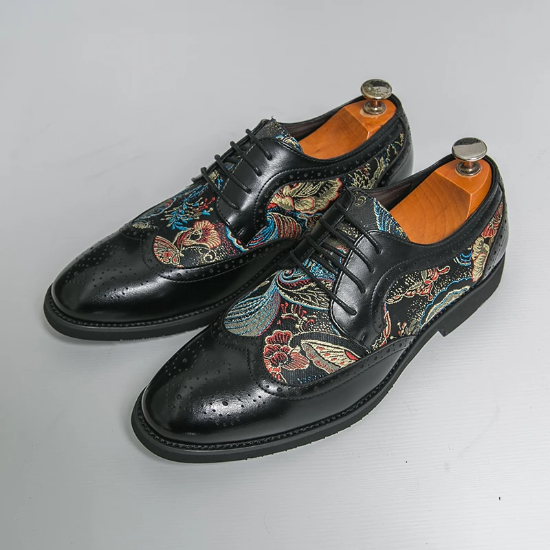 Classic black printed men's lace up sleeve leather shoes pointed casual business dress shoes fashionable party wedding shoes
Classic black printed men's lace up sleeve leather shoes pointed casual business dress shoes fashionable party wedding shoes