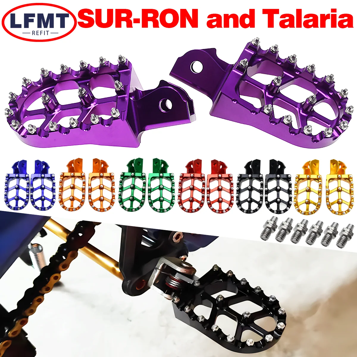 Motorcycle CNC Footpegs Foot Pegs Rests Pedals For Sur-Ron Surron Sur ron Light Bee S & Light Bee X Electric Dirt Bike Footrest
Motorcycle CNC Footpegs Foot Pegs Rests Pedals For Sur-Ron Surron Sur ron Light Bee S & Light Bee X Electric Dirt Bike Footrest