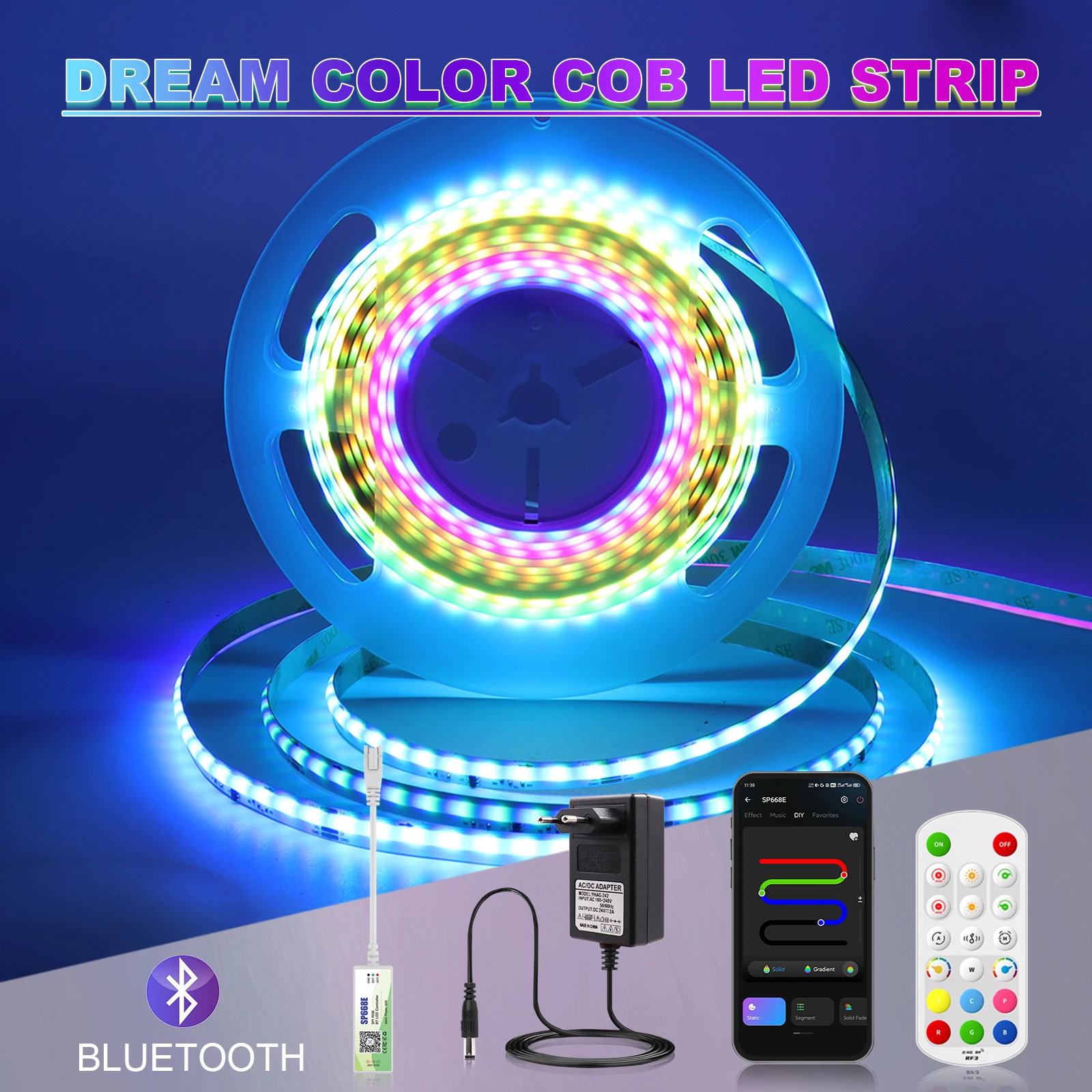 5M RGB Addressable COB LED Strip Kit Bluetooth Music Sync Control Dream Color RGBIC WS2811 Pixel Tape Light Indoor Decor Lights
5M RGB Addressable COB LED Strip Kit Bluetooth Music Sync Control Dream Color RGBIC WS2811 Pixel Tape Light Indoor Decor Lights