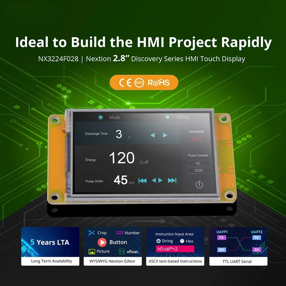 NX3224F028 NEXTION HMI Резистивный сенсорный дисплей Модуль серии Discovery Бесплатный симулятор Поддержка отладки Оператор назначения
NX3224F028 NEXTION HMI Резистивный сенсорный дисплей Модуль серии Discovery Бесплатный симулятор Поддержка отладки Оператор назначения