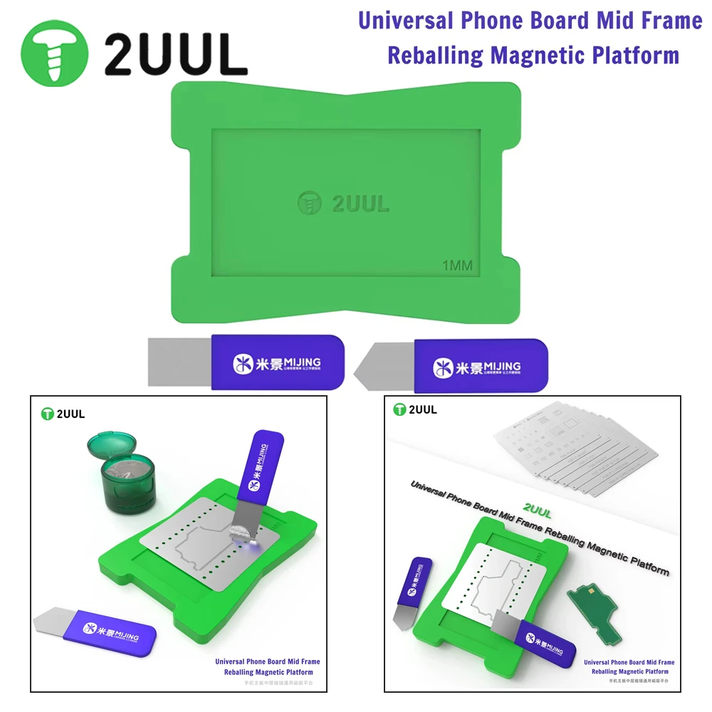 2UUL BH11 Phone Board Middle Frame Reballing Magnetic Platform Universal Motherboard CPU IC Planting Tin Base Repair Tools Sets
2UUL BH11 Phone Board Middle Frame Reballing Magnetic Platform Universal Motherboard CPU IC Planting Tin Base Repair Tools Sets