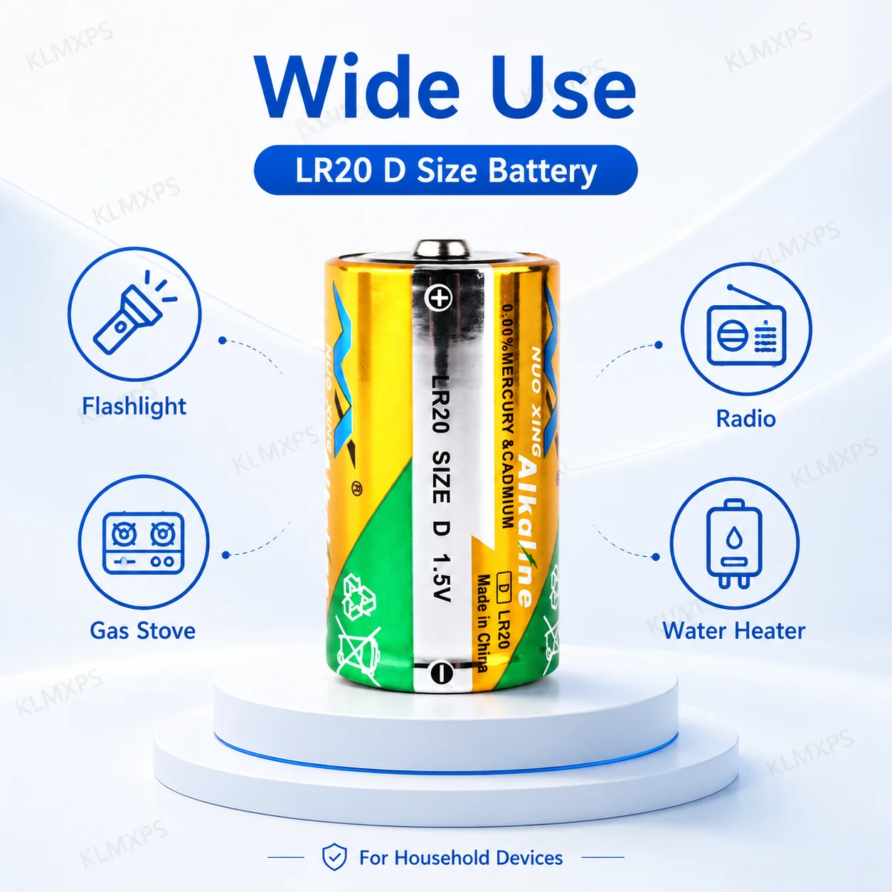 1.5V D Size LR20 Alkaline Battery High Capacity Dry Battery for Flashlight Gas Stove Water Heater Radio Toy Camera
1.5V D Size LR20 Alkaline Battery High Capacity Dry Battery for Flashlight Gas Stove Water Heater Radio Toy Camera