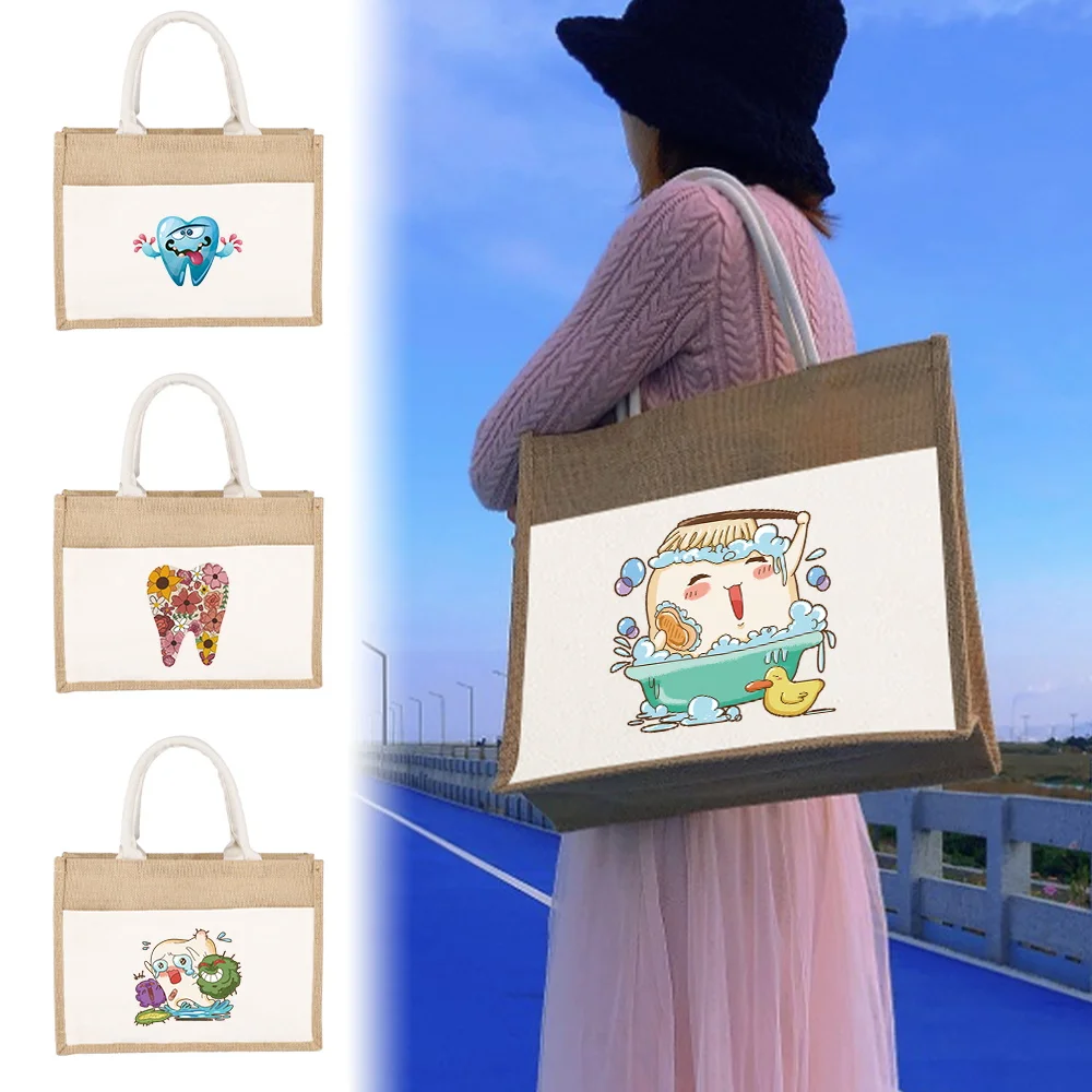 Jute Handbag Linen Shoulder Bag Sacks Jute Imitation Sacks Linen Bags Women Shopping Pouch Tote Laminated Bags Anime Cute Teeth
Jute Handbag Linen Shoulder Bag Sacks Jute Imitation Sacks Linen Bags Women Shopping Pouch Tote Laminated Bags Anime Cute Teeth