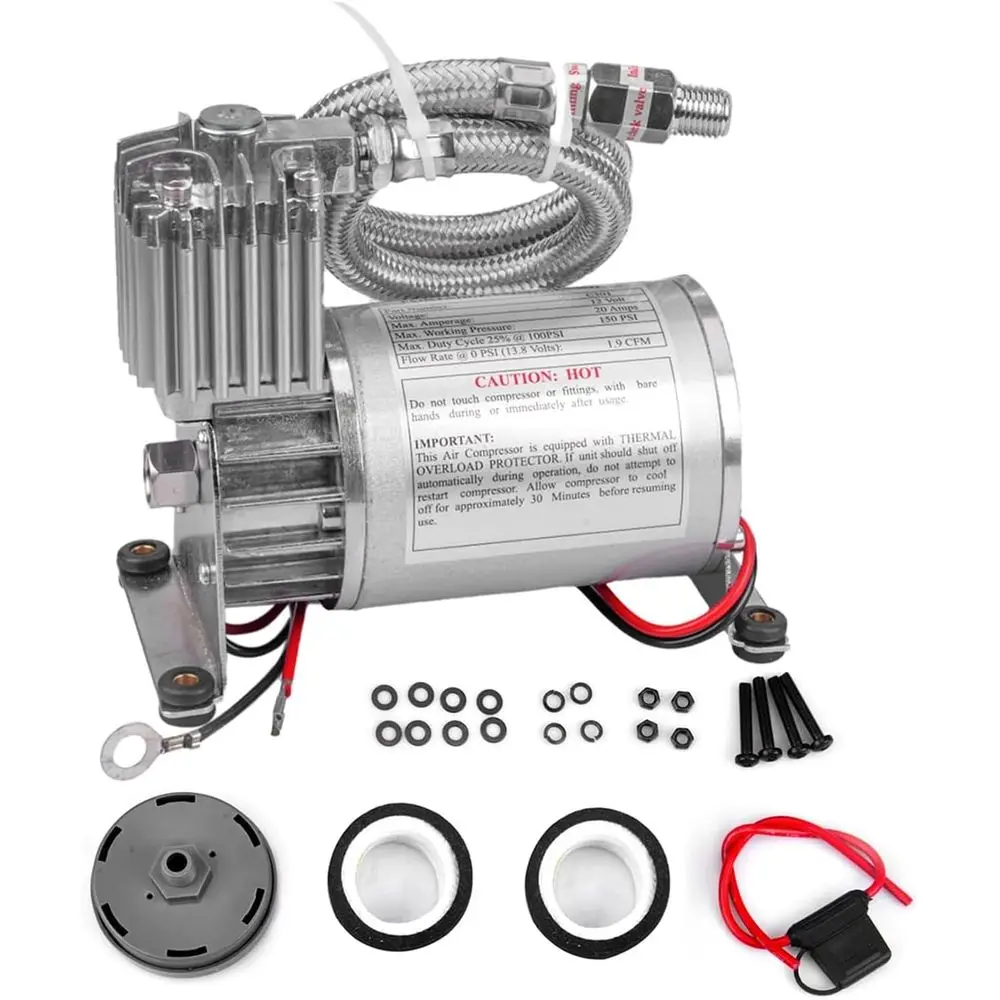 150 PSI Horns Heavy Duty Onboard Air Compressor, Replacement for Truck/Car Train Horn/Suspension/Ride/Bag kit/System and All 12v
150 PSI Horns Heavy Duty Onboard Air Compressor, Replacement for Truck/Car Train Horn/Suspension/Ride/Bag kit/System and All 12v